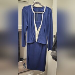 Dress Suit Navy Blue And White